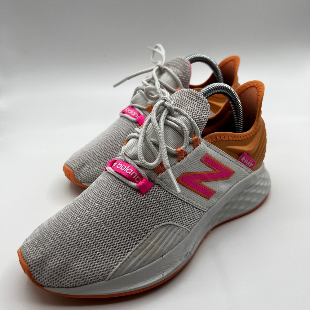 New Balance Shoes Women 7.5 Fresh Foam Roav Grey Orange Pink Athletic Sneaker